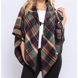 Fashion Nova Plaid Fleece Poncho